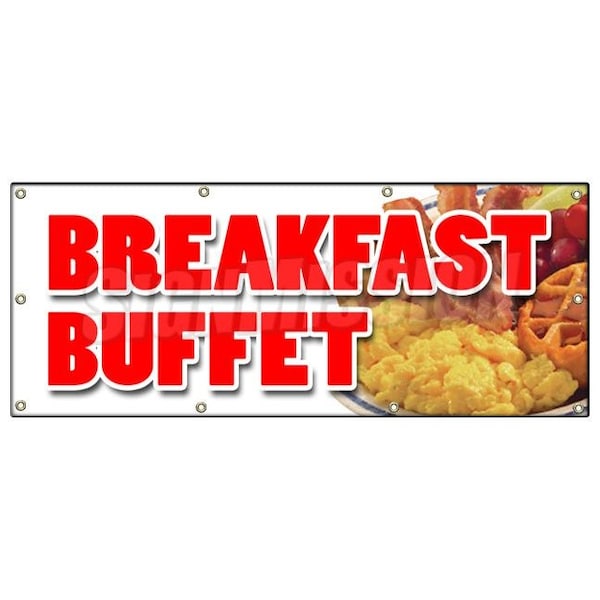 BREAKFAST BUFFET BANNER SIGN ayce waffle pancake bacon eggs all can eat